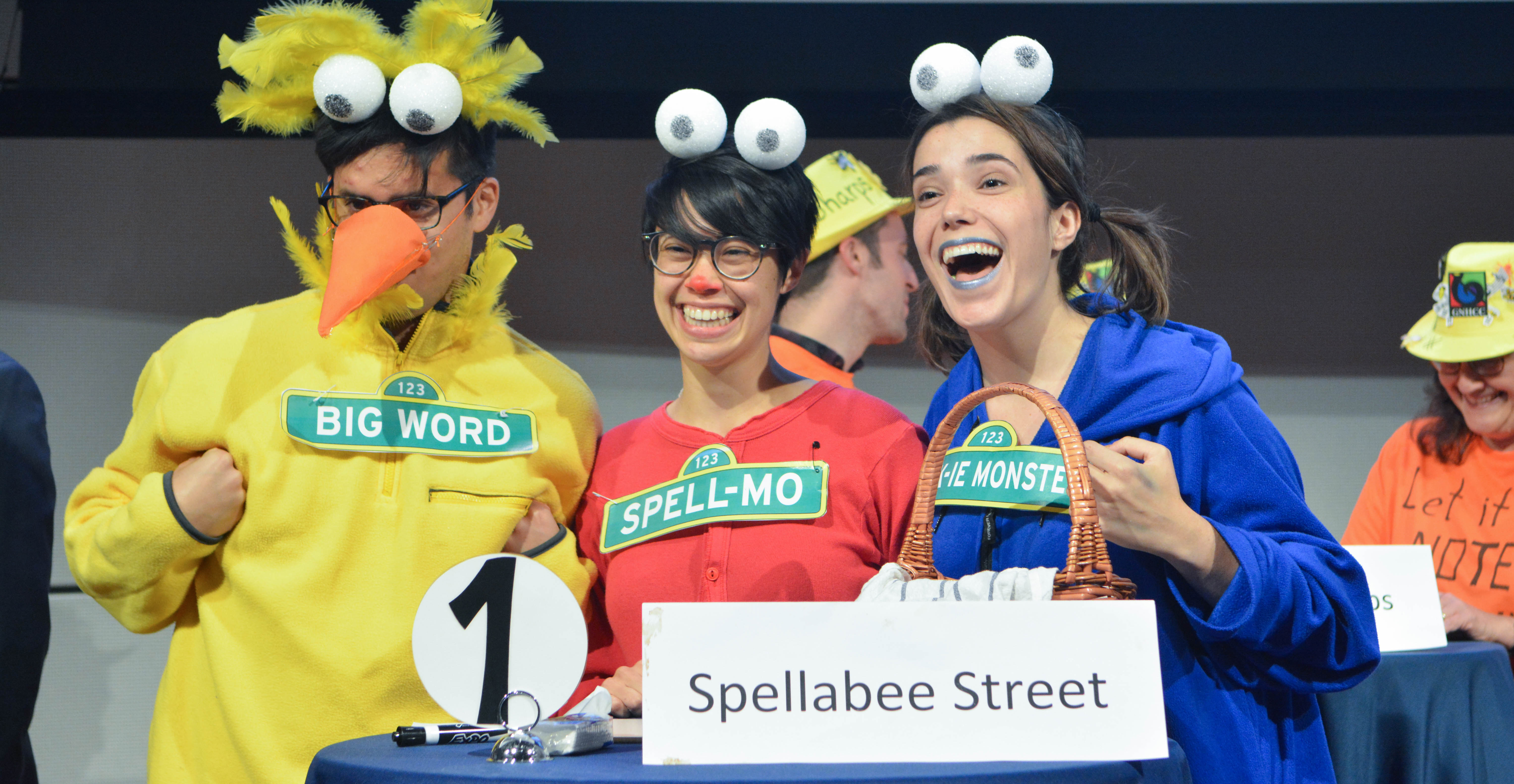 Team dressed as Sesame Street characters participate in the NHR Spelling Bee.