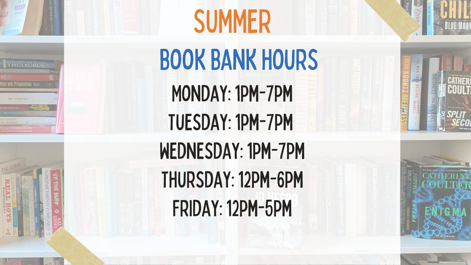 Book Bank Hours This Week